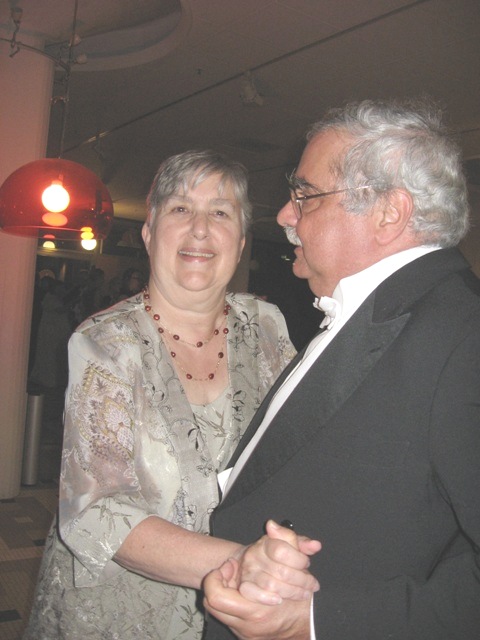 Barry dancing with Carmel at the post-banquet bash