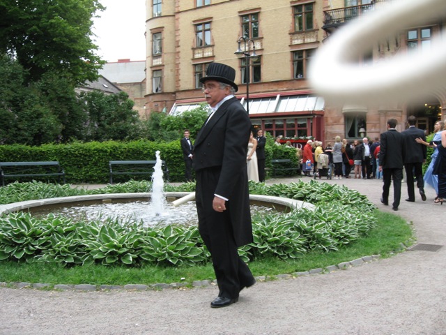 Barry in front of the Grand Hotel after the ceremony